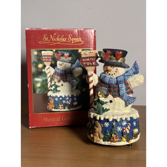 St. Nicholas Square Other - Rare Vintage St. Nicholas Square Musical Snowman Figurine with Box